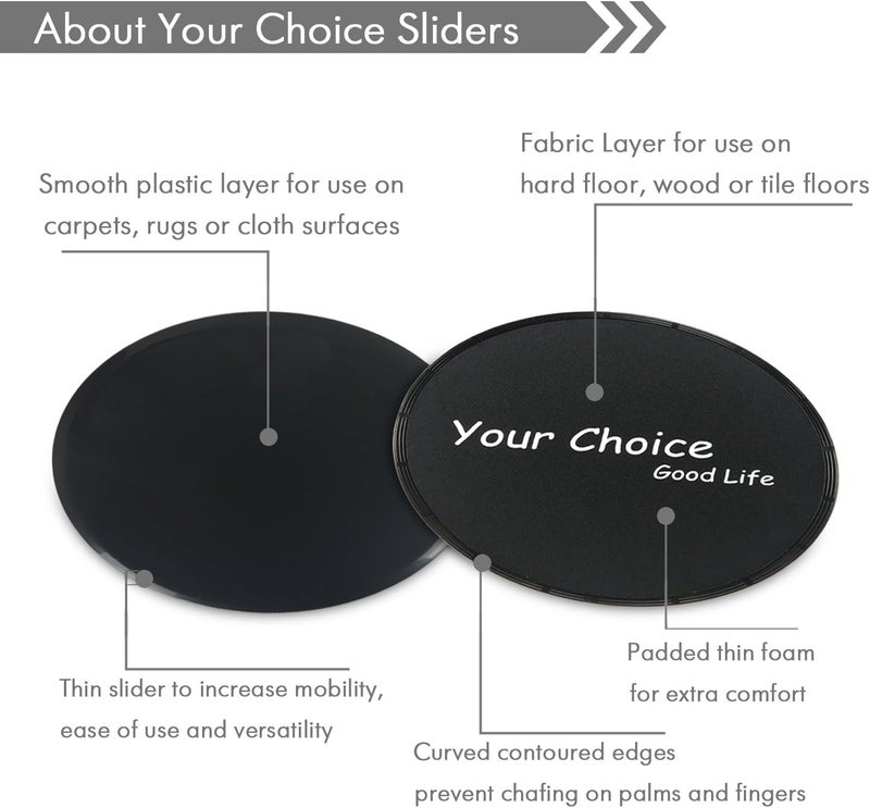Your Choice أقراص التمرين الأساسية - أقراص انزلاق مزدوجة الجوانب للسجاد والخشب، 7 بوصة - Image 3